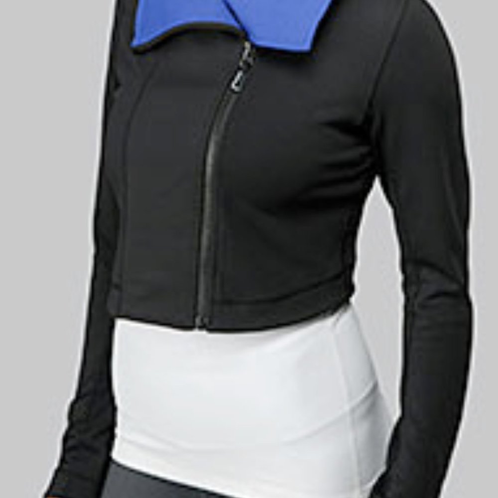 Lululemon Rare Principle Crop Jacket Sz 12 Black Asymmetric Moto Yoga Quilted